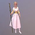Blonde Fantasy Character In Pink Dress With Golden Belt And Staff