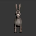 Cartoon Character Donkey With Big Ears Open Mouth Standing On Gray Background