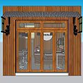Traditional Wooden Storefront With Glass Doors Lantern Lights And Tile Awning