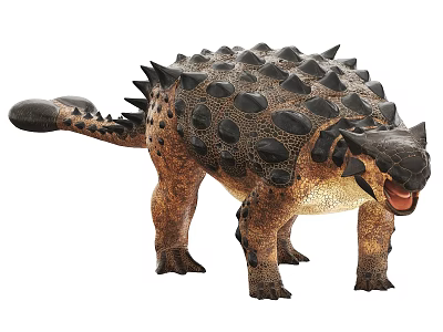 Realistic Armored Ankylosaurus Dinosaur Figure With Spiked Back And Open Mouth 3d model