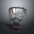 Weapon Tactical Gas Mask With Transparent Visor Green Straps And Red Filters Design