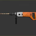 Orange And Silver Hammer Drill Power Tool With Drill Bit And Handle For Construction 3d model