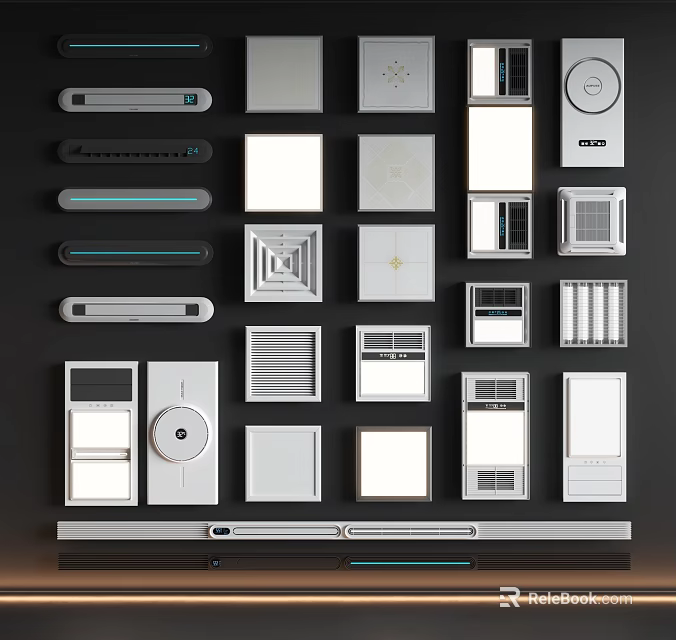 Various Modern Ventilation Grilles And Air Vents With Different Designs 3d model 