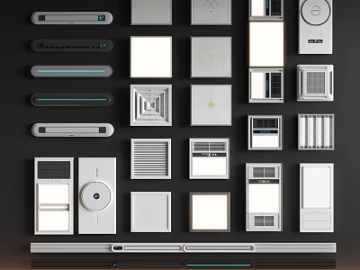 Various Modern Ventilation Grilles And Air Vents With Different Designs 3d model