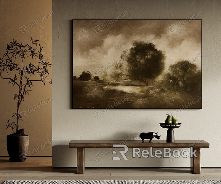 Quiet Landscape Painting Decorative Painting Abstract Hanging Painting Potted Plants model