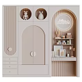 Arched Door Light Colored Wardrobe With Drawers Shelves Dolls And Hello Sunshine Light Up Sign