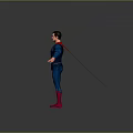 Superman Character in Blue Bodysuit Red Cape and S Logo Standing with Arms Outstretched