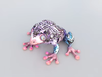 Unique Vibrant Reptile With Purple Blue Patterns Pink Claws And Large Eyes 3d model