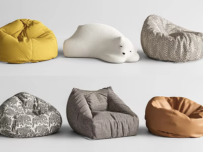 Colorful Bean Bag Chairs With Various Styles And Comfortable Design For Living Room 3d model