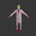 Man in White Coat and Pants with Glasses Tie Standing on Gray Background Arms Outstretched