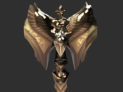 Golden Winged Ornate Weapon With Intricate Metallic Design And Decorative Details 3d model