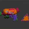 Colorful AEOKE Toy Gun With Vibrant Orange Pink Green Purple And Triangular Stand