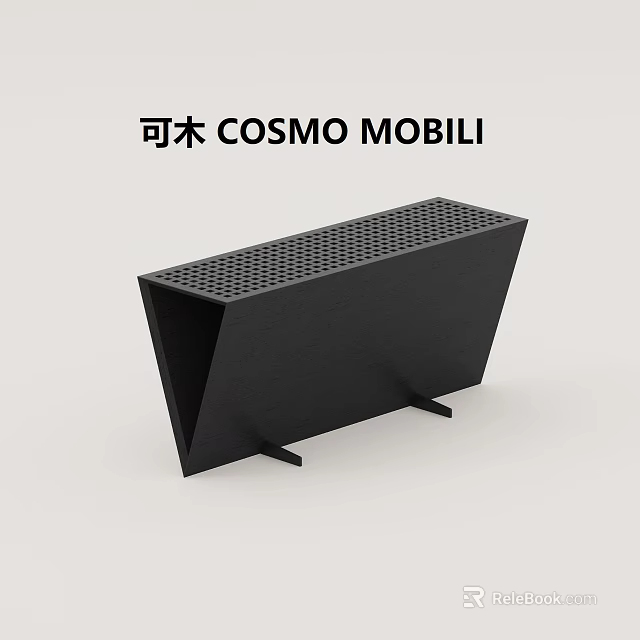 COSMO MOBILI Modern Black Console Table With Perforated Panel And Sleek Design 3d model 