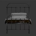 Single Bed Interior With Iron Frame Mattress White Pillow And Bed Sheet Design 3d model