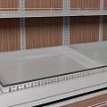 Wooden Display Shelves With Metal Frames Price Tags And Storage Drawers For Retail Store