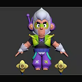 Cartoon Monkey Character With White Hair Green Goggles And Yellow Star Props
