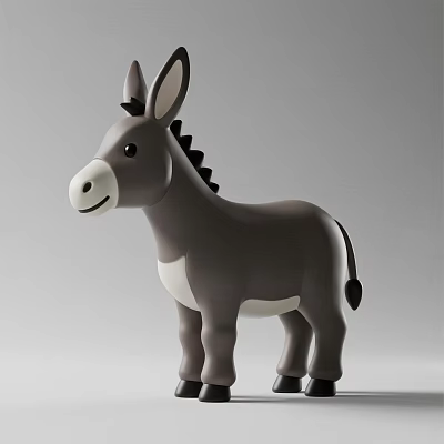 Cute Grey Donkey Doll with White Belly and Playful Cartoon Design 3d model Cute Grey Donkey Doll with White Belly and Playful Cartoon Design 3d model