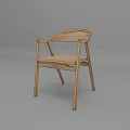 Wooden Leisure Chair Featuring Curved Backrest Simple Design And Light Wood Tone
