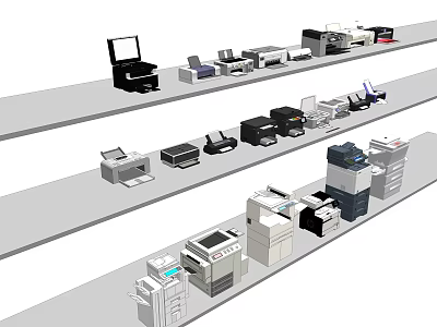 Various Office Appliances Including Printers Copiers Scanners And Multifunction Devices For Workplace 3d model