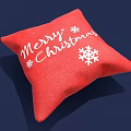 Red Decorative Christmas Pillow With Merry Christmas Lettering And Snowflake Patterns