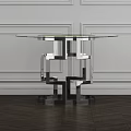 Round Glass Top Coffee Table With Modern Geometric Metal Base Interior