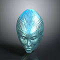 Shiny Blue Textured Human Face Mask Art Sculpture Design