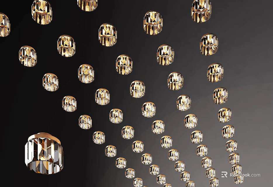 Luxury Golden Modern Chandeliers Hanging With Glass Details And Metallic Frames For Interior 3d model 