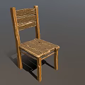 Rustic Wooden Leisure Chair With Slatted Back And Natural Plank Seat Design