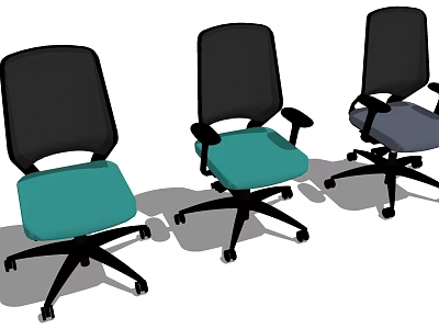 Ergonomic Office Chairs With Mesh Backs Turquoise Seats Armrests And Swivel Wheels 3d model