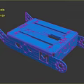 Blue Car Chassis Structure With Structural Brackets And Mounting Holes