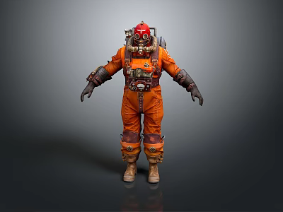 Advanced Orange Tactical Weapon System With Protective Suit Helmet And Gear 3d model
