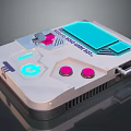 Retro Techno Color Game Boy Electronic Console With Silver Body Blue Screen Pink Buttons