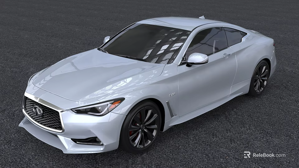 Silver Sports Coupe With Sleek Exterior Design Black Wheels And Tinted Windows 3d model 