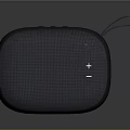 Portable Gray Bluetooth Speaker With Mesh Surface Carry Strap And Control Buttons