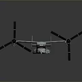 White Tiltrotor Military Aircraft With Twin Propellers On Gray Background And Reflection Effect