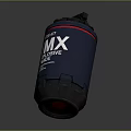 Weapon Blue Cylinder With MX Progressive Label And Military Ammunition Design