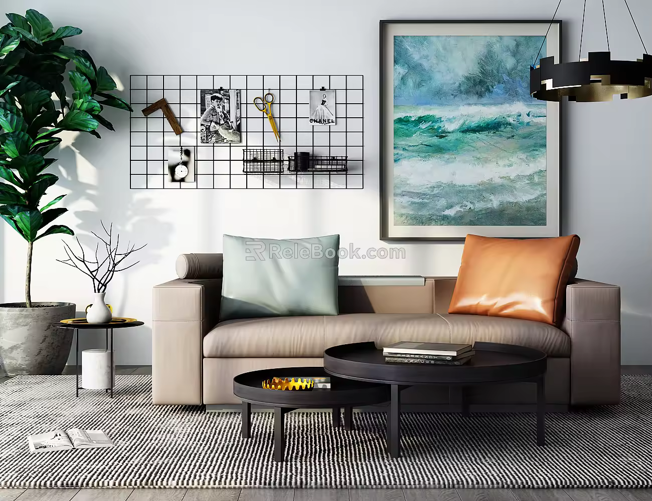 Modern double sofa combination 3d model