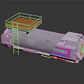 Intelligent Machine With Cylindrical Industrial Structure Orange Platform And Gray Body Ladder