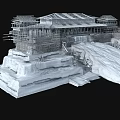Cartoon Scene Of Ancient Building Construction With Scaffolding Stone Steps And Wooden Structure