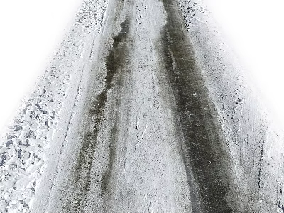Snow Covered Ground Road Surface Showing Melted Tracks And Tire Marks 3d model
