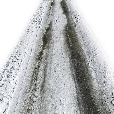 Snow Covered Ground Road Surface Showing Melted Tracks And Tire Marks 3d model