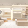 JURI Modern Retail Store Interior With Display Shelves Seating And Glass Front