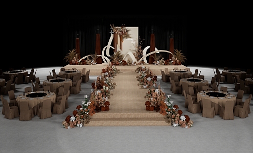 Modern Wedding Scene Premium brown Wedding Background 3d model