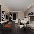 Modern Hotel Room Interior Featuring Comfortable Bed Sofa Coffee Table And Decorative Art