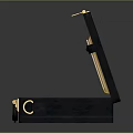 Open Black Suitcase Filled with Stacked US Dollar Bills Featuring Golden Locks and Handle