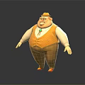 Chubby 3D Cartoon Character With Hat Green Pendant Yellow Vest Brown Pants Red Shoes