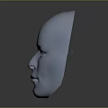 Rendered Male Head 3D Model With Silver Metallic Surface Against Gray Background And Reflective Base