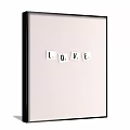 White LOVE Letters Arranged On Light Background With Dark Frame
