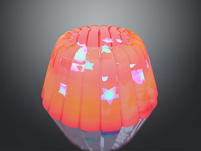 Glossy Colorful Jelly Dessert with Orange Pink Gradient and Star Geometric Decorations 3d model