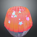 Glossy Colorful Jelly Dessert with Orange Pink Gradient and Star Geometric Decorations